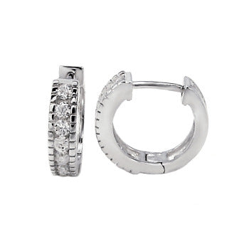 Sterling Silver Cubic Zirconia Huggie Hoop Earrings