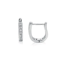 Load image into Gallery viewer, Sterling Silver Cubic Zirconia French Hoop Earrings