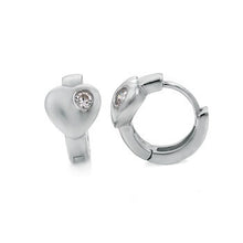 Load image into Gallery viewer, Sterling Silver Cubic Zirconia Heart Huggie Earrings