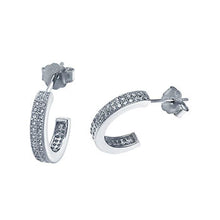 Load image into Gallery viewer, Sterling Silver Micro Pave CZ 2 Lines Earrings