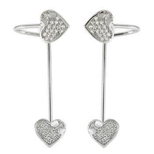 Load image into Gallery viewer, Sterling Silver Pave CZ Heart Ear Jacket 2 in 1 Earrings