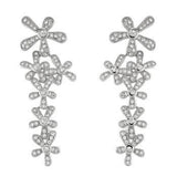 Sterling Silver Rhodium Plated Dangle CZ Earrings