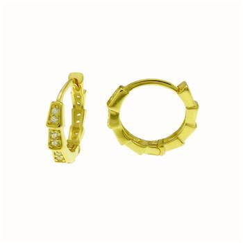 Sterling Silver Gold Plated CZ Huggie Hoop Earrings