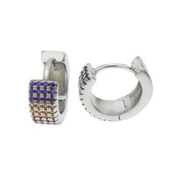 Sterling Silver Multi Color CZ Huggie Hoop Earrings
