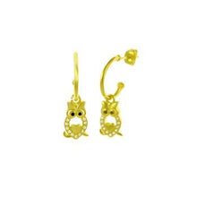 Load image into Gallery viewer, Sterling Silver Gold Plated Owl Hoop Earrings