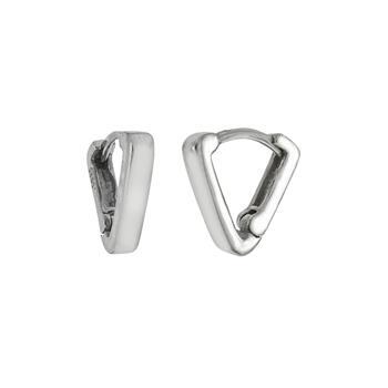 Sterling Silver Rhodium Plated V Shape Huggie Hoop Earrings