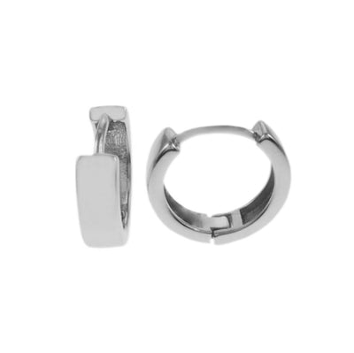 Sterling Silver Rhodium Plated Huggie Hoop Earrings