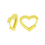 Sterling Silver Gold Plated 2.8mm Heart Shape Huggie Hoop Earrings