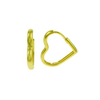 Sterling Silver Gold Plated Heart Shape Huggie Hoop Earrings