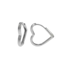 Load image into Gallery viewer, Sterling Silver Rhodium Plated Heart Shape Huggie Hoop Earrings