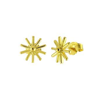 Sterling Silver Gold Plated Starburst Stud Earrings