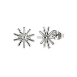 Sterling Silver Rhodium Plated Starburst Stud Earrings