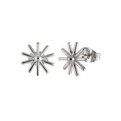 Sterling Silver Rhodium Plated Starburst Stud Earrings