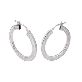 Italian Sterling Silver Greek Key Hoop Earrings
