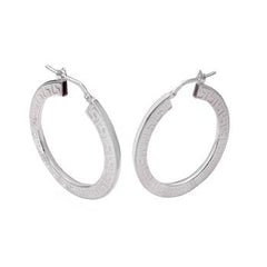 Italian Sterling Silver Greek Key Hoop Earrings