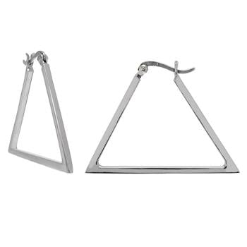 Sterling Silver Square Tube Triangle Hoop Earrings