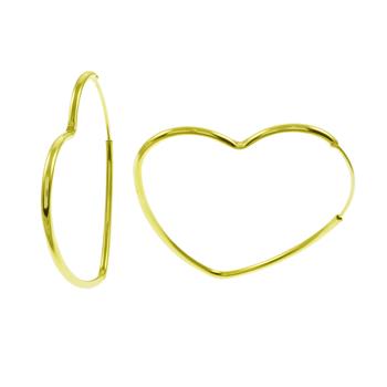 Sterling Silver Gold Heart Shape Hoop Earrings