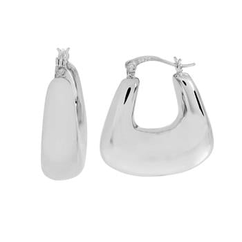 Sterling Silver Rhodium Plated Chunky Hoop Earrings