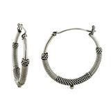 Sterling Silver Oxidized Bali Hoop Earrings