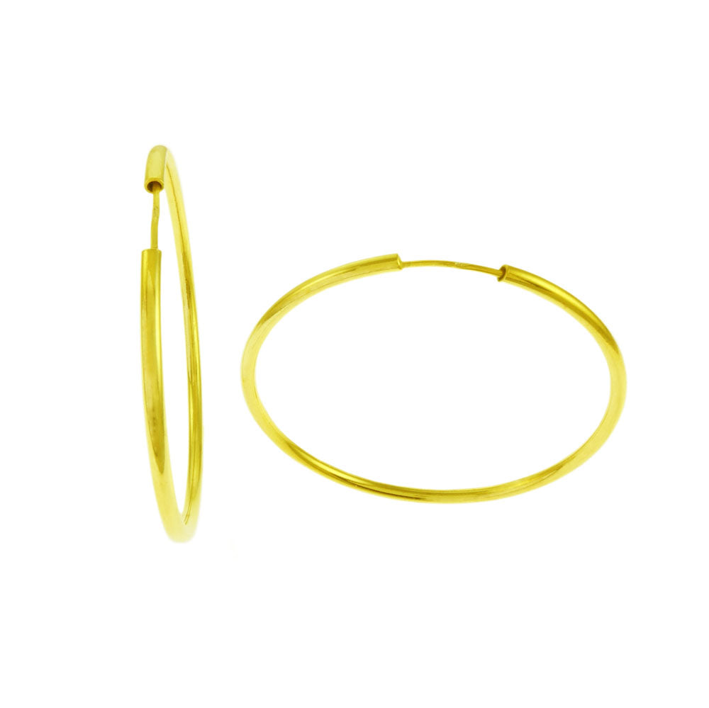 Sterling Silver Gold Plated Endless Hoop Earrings