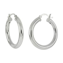 Load image into Gallery viewer, Sterling Silver Round Tube Hoop Earrings