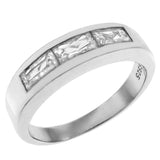 Sterling Silver Rhodium Plated Baguette CZ Band Ring