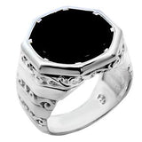 Sterling Silver Octagon Black Onyx Ring