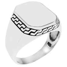 Load image into Gallery viewer, Sterling Silver Oxidized Polished Octagon Engravable Men Ring