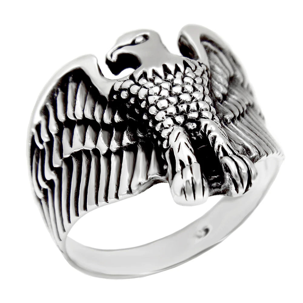 Sterling Silver Flying Eagle Oxidized Ring, Size 9