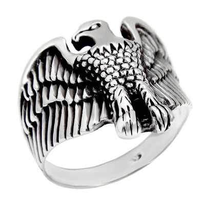 Sterling Silver Flying Eagle Oxidized Ring, Size 9