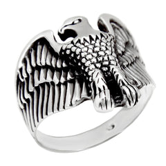 Sterling Silver Flying Eagle Oxidized Ring, Size 9
