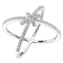 Load image into Gallery viewer, Sterling Silver Micro Pave CZ Criss Cross Ring