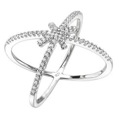 Sterling Silver Micro Pave CZ Criss Cross Ring