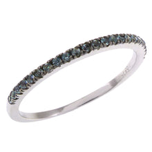 Load image into Gallery viewer, Sterling Silver Rhodium Plated Nano Crystal Blue Stone Band Ring