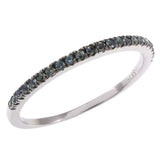 Sterling Silver Rhodium Plated Nano Crystal Blue Stone Band Ring