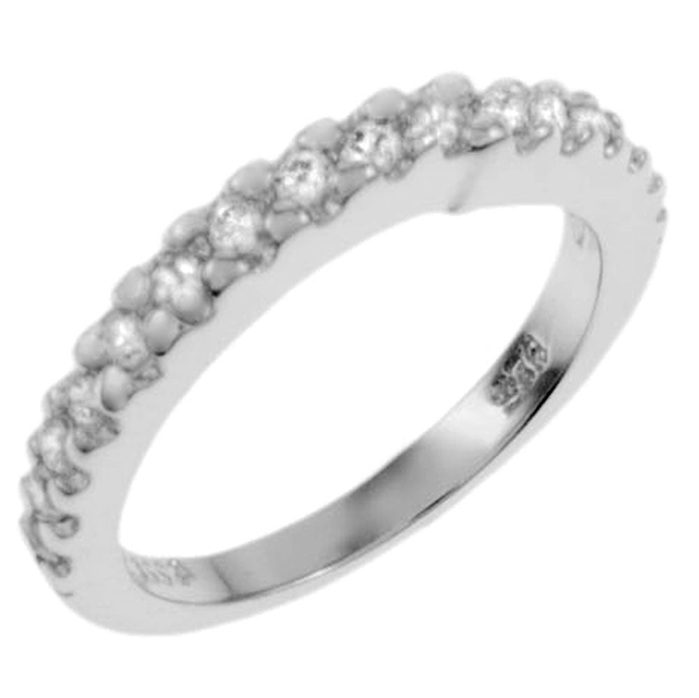 Sterling Silver Rhodium Plated Prong Set CZ Band Ring