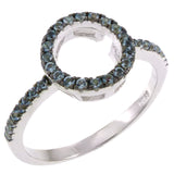 Sterling Silver Rhodium Plated Nano Aquamarine Stone Ring