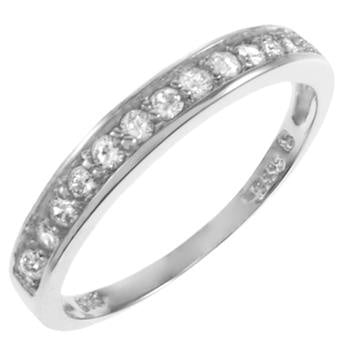 Sterling Silver Rhodium Plated CZ Band Ring