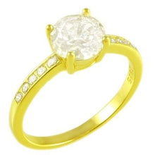 Load image into Gallery viewer, Sterling Silver Gold Plated Round Solitaire CZ Ring