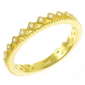 Sterling Silver Gold Plated CZ Band Ring