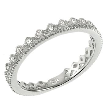 Sterling Silver Rhodium Plated CZ Band Ring