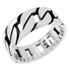 Load image into Gallery viewer, Sterling Silver Polished Cuban Link Band Ring