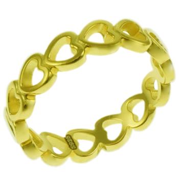 Sterling Silver Gold Plated Heart Band Ring