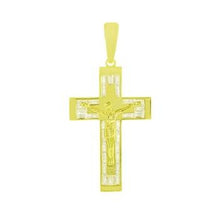 Load image into Gallery viewer, Sterling Silver Gold Plated Crucifix Cross CZ Pendant