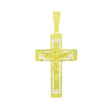 Sterling Silver Gold Plated Crucifix Cross CZ Pendant