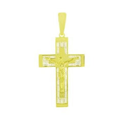 Sterling Silver Gold Plated Crucifix Cross CZ Pendant