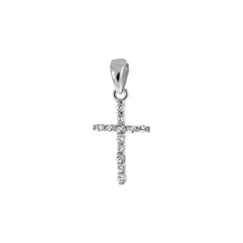 Sterling Silver Small Cross Cubic Zirconia Pendant