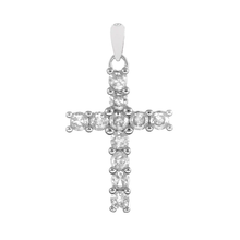 Load image into Gallery viewer, Sterling Silver Rhodium Plated Clear CZ Cross Pendant