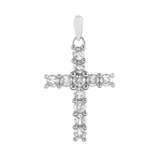 Sterling Silver Rhodium Plated Clear CZ Cross Pendant