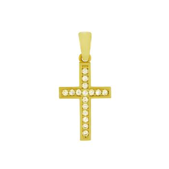 Sterling Silver Gold Plated Cross CZ Pendant